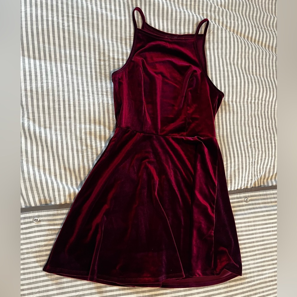 Speechless Juniors Burgundy Velvet Skater Dress - Size L
